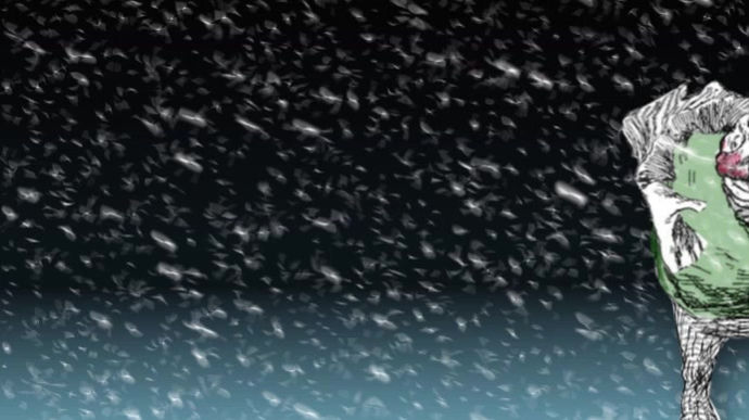 hombre viento nieve